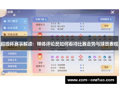 超级杯赛事解读：媒体评论员如何看待比赛走势与球员表现